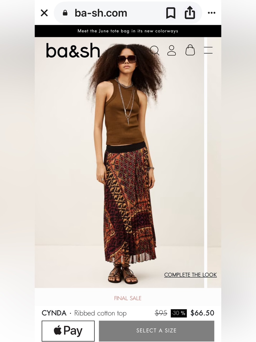 ba&sh Olive Brown Ribbed Cotton Tank Top